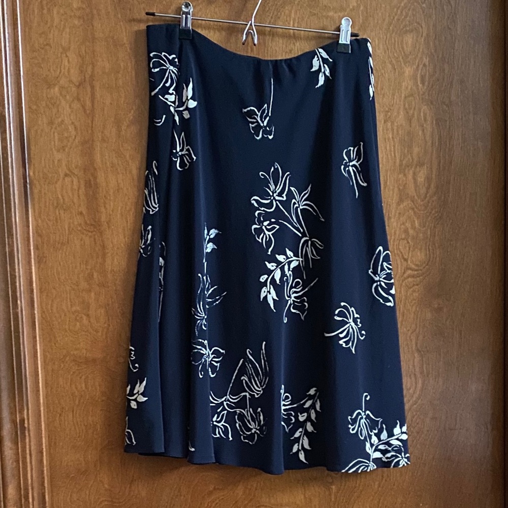 Lauren Ralph Lauren Navy Blue Floral Midi Skirt